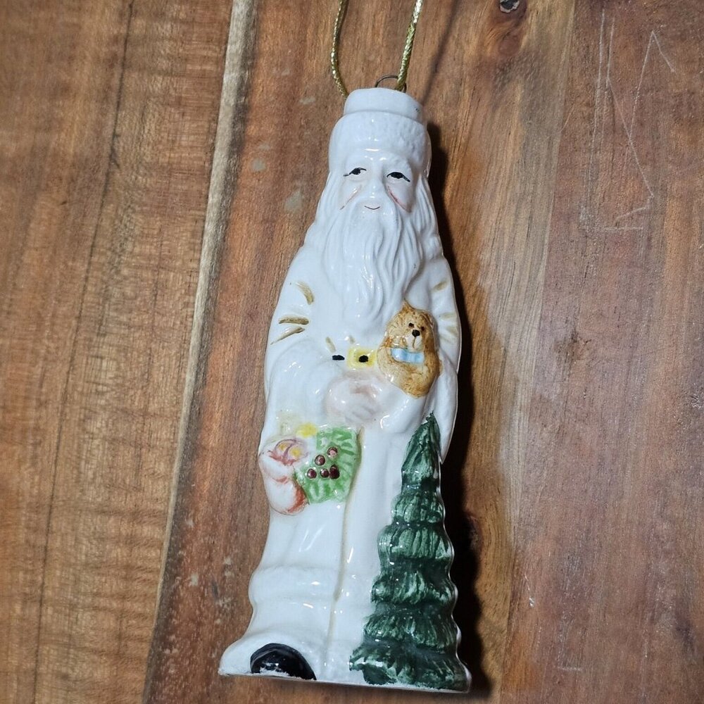 Enesco Santa Christmas Tree Ornament 4.25" Porcelain 1995 Vintage Holiday Decor